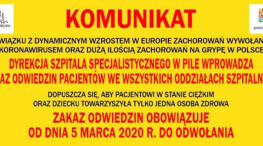Odwiedziny w Szpitalu Specjalistycznym wstrzymane