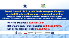 Ponad 2 mln na rehabilitację osób po udarze dla szpitala w Wyrzysku