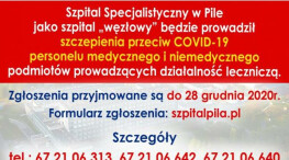 W pilskim szpitalu będzie szczepiony personel podmiotów leczniczych